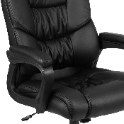 Flash Fundamentals Big & Tall 400 lb. Rated Black LeatherSoft Swivel Office Chair with Padded Arms, BIFMA Certified, CX-1179H-BK-GG
