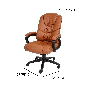 Flash Fundamentals Big & Tall 400 lb. Rated Brown LeatherSoft Swivel Office Chair with Padded Arms, BIFMA Certified, CX-1179H-BR-GG