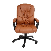 Flash Fundamentals Big & Tall 400 lb. Rated Brown LeatherSoft Swivel Office Chair with Padded Arms, BIFMA Certified, CX-1179H-BR-GG