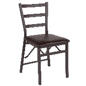 HERCULES Series Brown Folding Ladder Back Metal Chair with Brown Vinyl Seat, CY-180841-GG