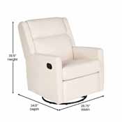 Cash Swivel Glider Rocker Recliner Chair, Manual 360 Degree Swivel Recliner Perfect for Living Room, Bedroom, or Nursery in Cream Upholstery, CY-RAC-536-CRM-GG