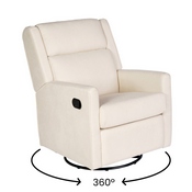 Cash Swivel Glider Rocker Recliner Chair, Manual 360 Degree Swivel Recliner Perfect for Living Room, Bedroom, or Nursery in Cream Upholstery, CY-RAC-536-CRM-GG