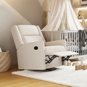 Cash Swivel Glider Rocker Recliner Chair, Manual 360 Degree Swivel Recliner Perfect for Living Room, Bedroom, or Nursery in Cream Upholstery, CY-RAC-536-CRM-GG