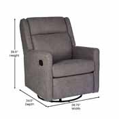 Cash Swivel Glider Rocker Recliner Chair, Manual 360 Degree Swivel Recliner Perfect for Living Room, Bedroom, or Nursery in Dark Gray Upholstery, CY-RAC-536-DKGRY-GG
