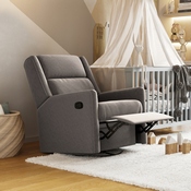 Cash Swivel Glider Rocker Recliner Chair, Manual 360 Degree Swivel Recliner Perfect for Living Room, Bedroom, or Nursery in Dark Gray Upholstery, CY-RAC-536-DKGRY-GG