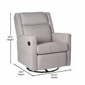 Cash Swivel Glider Rocker Recliner Chair, Manual 360 Degree Swivel Recliner Perfect for Living Room, Bedroom, or Nursery in Light Gray Upholstery, CY-RAC-536-LTGRY-GG