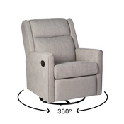 Cash Swivel Glider Rocker Recliner Chair, Manual 360 Degree Swivel Recliner Perfect for Living Room, Bedroom, or Nursery in Light Gray Upholstery, CY-RAC-536-LTGRY-GG