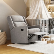 Cash Swivel Glider Rocker Recliner Chair, Manual 360 Degree Swivel Recliner Perfect for Living Room, Bedroom, or Nursery in Light Gray Upholstery, CY-RAC-536-LTGRY-GG