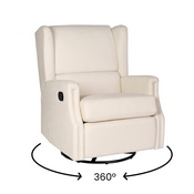 Omma Swivel Glider Rocker Recliner Chair, Manual 360 Degree Swivel Wingback Recliner Perfect for Living Room, Bedroom, or Nursery in Cream, CY-RAC-537-CRM-GG