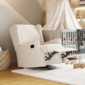 Omma Swivel Glider Rocker Recliner Chair, Manual 360 Degree Swivel Wingback Recliner Perfect for Living Room, Bedroom, or Nursery in Cream, CY-RAC-537-CRM-GG
