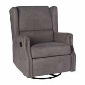 Omma Swivel Glider Rocker Recliner Chair, Manual 360 Degree Swivel Wingback Recliner Perfect for Living Room, Bedroom, or Nursery in Dark Gray, CY-RAC-537-DKGRY-GG
