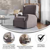 Omma Swivel Glider Rocker Recliner Chair, Manual 360 Degree Swivel Wingback Recliner Perfect for Living Room, Bedroom, or Nursery in Dark Gray, CY-RAC-537-DKGRY-GG