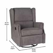 Omma Swivel Glider Rocker Recliner Chair, Manual 360 Degree Swivel Wingback Recliner Perfect for Living Room, Bedroom, or Nursery in Dark Gray, CY-RAC-537-DKGRY-GG