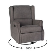 Omma Swivel Glider Rocker Recliner Chair, Manual 360 Degree Swivel Wingback Recliner Perfect for Living Room, Bedroom, or Nursery in Dark Gray, CY-RAC-537-DKGRY-GG