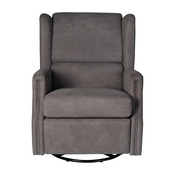 Omma Swivel Glider Rocker Recliner Chair, Manual 360 Degree Swivel Wingback Recliner Perfect for Living Room, Bedroom, or Nursery in Dark Gray, CY-RAC-537-DKGRY-GG