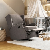 Omma Swivel Glider Rocker Recliner Chair, Manual 360 Degree Swivel Wingback Recliner Perfect for Living Room, Bedroom, or Nursery in Dark Gray, CY-RAC-537-DKGRY-GG