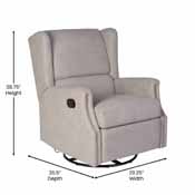 Omma Swivel Glider Rocker Recliner Chair, Manual 360 Degree Swivel Wingback Recliner Perfect for Living Room, Bedroom, or Nursery in Light Gray, CY-RAC-537-LTGRY-GG