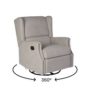 Omma Swivel Glider Rocker Recliner Chair, Manual 360 Degree Swivel Wingback Recliner Perfect for Living Room, Bedroom, or Nursery in Light Gray, CY-RAC-537-LTGRY-GG
