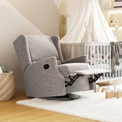 Omma Swivel Glider Rocker Recliner Chair, Manual 360 Degree Swivel Wingback Recliner Perfect for Living Room, Bedroom, or Nursery in Light Gray, CY-RAC-537-LTGRY-GG