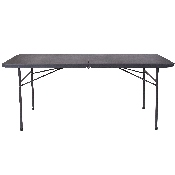 6-Foot Bi-Fold Dark Gray Plastic Folding Table with Carrying Handle, DAD-LF-183Z-DG-GG