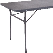 6-Foot Bi-Fold Dark Gray Plastic Folding Table with Carrying Handle, DAD-LF-183Z-DG-GG