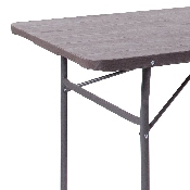 6-Foot Bi-Fold Brown Wood Grain Plastic Folding Table with Carrying Handle, DAD-LF-183Z-GG