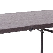 6-Foot Bi-Fold Brown Wood Grain Plastic Folding Table with Carrying Handle, DAD-LF-183Z-GG