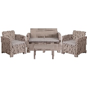 4 Piece Outdoor Faux Rattan Chair, Loveseat and Table Set in Light Gray, DAD-SF-112T-CRC-GG