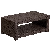 4 Piece Outdoor Faux Rattan Chair, Sofa and Table Set in Chocolate Brown, DAD-SF-113R-CBN-GG