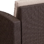 Chocolate Brown Faux Rattan Chair with All-Weather Beige Cushion, DAD-SF1-1-GG