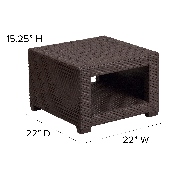 Chocolate Brown Faux Rattan End Table, DAD-SF1-S-GG