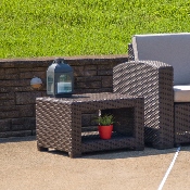 Chocolate Brown Faux Rattan End Table, DAD-SF1-S-GG