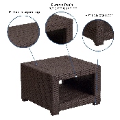 Chocolate Brown Faux Rattan End Table, DAD-SF1-S-GG