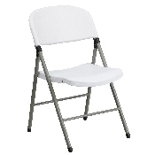HERCULES Series 330 lb. Capacity White Plastic Folding Chair with Gray Frame, DAD-YCD-70-WH-GG
