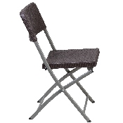 HERCULES Series Brown Rattan Plastic Folding Chair with Gray Frame, DAD-YCZ-61-GG