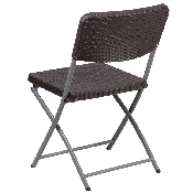 HERCULES Series Brown Rattan Plastic Folding Chair with Gray Frame, DAD-YCZ-61-GG