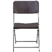 HERCULES Series Brown Rattan Plastic Folding Chair with Gray Frame, DAD-YCZ-61-GG
