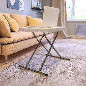 26 Inch Granite White Indoor/Outdoor Plastic Folding Table, Adjustable Height Commercial Grade Side Table, Laptop Table, TV Tray, DAD-YCZ-66X-GW-GG