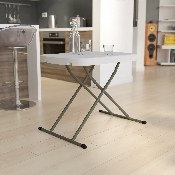 26 Inch Granite White Indoor/Outdoor Plastic Folding Table, Adjustable Height Commercial Grade Side Table, Laptop Table, TV Tray, DAD-YCZ-66X-GW-GG