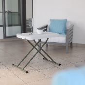 26 Inch Granite White Indoor/Outdoor Plastic Folding Table, Adjustable Height Commercial Grade Side Table, Laptop Table, TV Tray, DAD-YCZ-66X-GW-GG