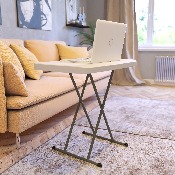 30 Inch Granite White Indoor/Outdoor Plastic Folding Table, Adjustable Height Commercial Grade Side Table, Laptop Table, TV Tray, DAD-YCZ-76X-GW-GG