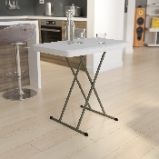 30 Inch Granite White Indoor/Outdoor Plastic Folding Table, Adjustable Height Commercial Grade Side Table, Laptop Table, TV Tray, DAD-YCZ-76X-GW-GG