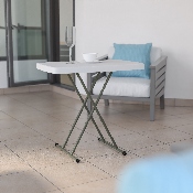 30 Inch Granite White Indoor/Outdoor Plastic Folding Table, Adjustable Height Commercial Grade Side Table, Laptop Table, TV Tray, DAD-YCZ-76X-GW-GG