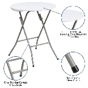 2-Foot Round Granite White Plastic Folding Table, DAD-YCZ-80R-1-SM-GW-GG