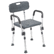 HERCULES Series 300 Lb. Capacity Adjustable Gray Bath & Shower Chair with Quick Release Back & Arms, DC-HY3523L-GRY-GG