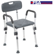 HERCULES Series 300 Lb. Capacity Adjustable Gray Bath & Shower Chair with Quick Release Back & Arms, DC-HY3523L-GRY-GG