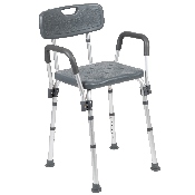 HERCULES Series 300 Lb. Capacity Adjustable Gray Bath & Shower Chair with Quick Release Back & Arms, DC-HY3523L-GRY-GG