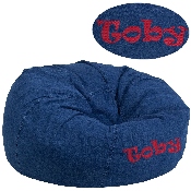 Personalized Oversized Denim Bean Bag Chair for Kids and Adults, DG-BEAN-LARGE-DENIM-TXTEMB-GG