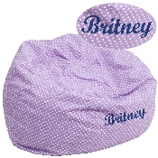 Personalized Oversized Lavender Dot Bean Bag Chair for Kids and Adults, DG-BEAN-LARGE-DOT-PUR-TXTEMB-GG