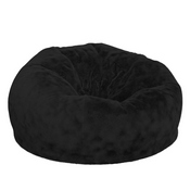 Duncan Oversized Black Furry Refillable Bean Bag Chair for All Ages, DG-BEAN-LARGE-FUR-BK-GG